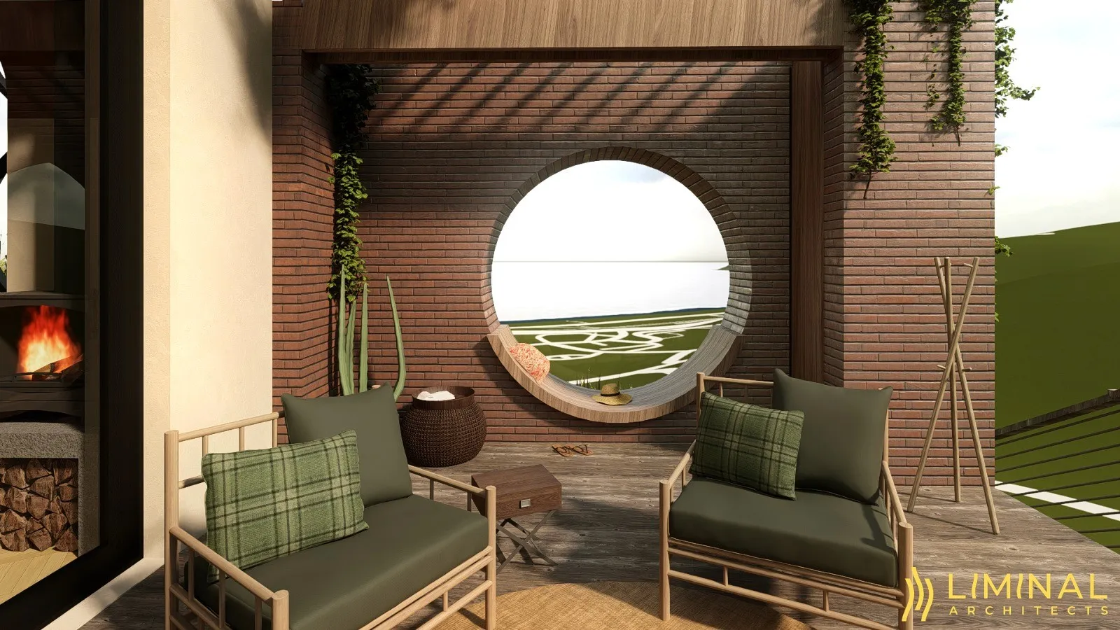 Render of a round window seat