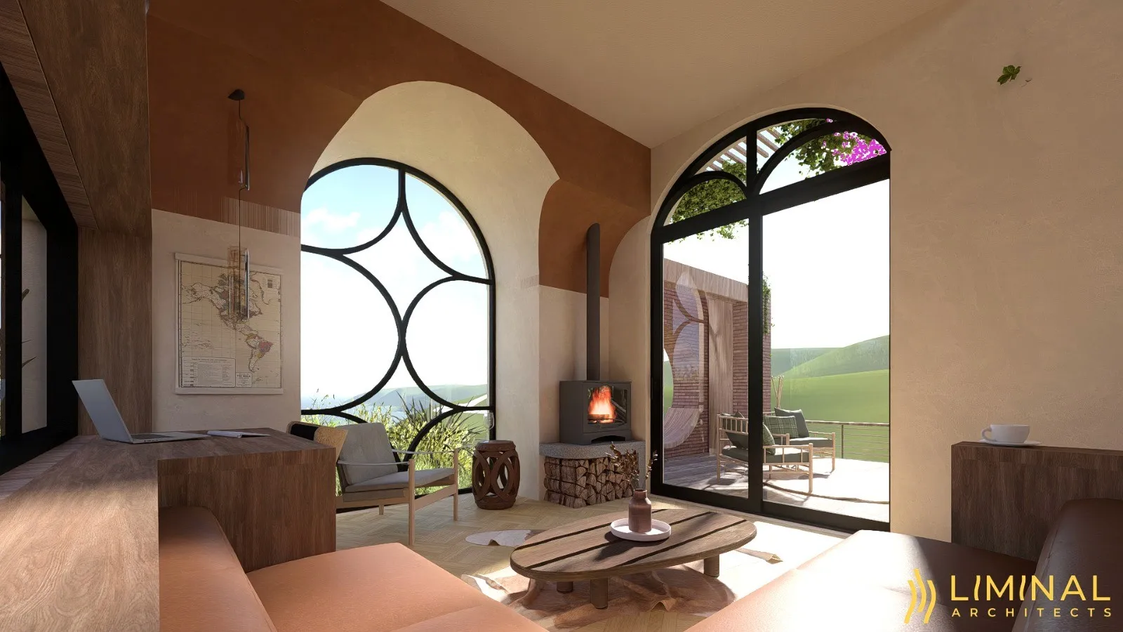 Render of the arched living space